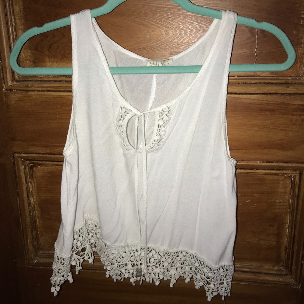 White Cropped Tank Top